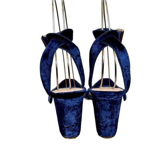 Charlotte Stone Samia Velvet Ankle Strap Heels in Royal Blue Anthropologie - Picture 6 of 9